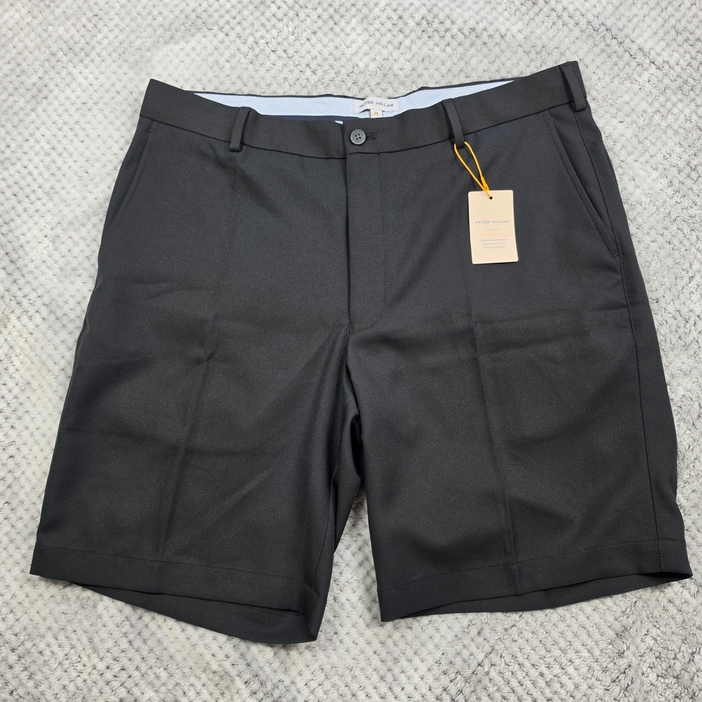 Peter Millar Salem Performance Shorts Mens 36 Black Golf Classic Cut Preppy New